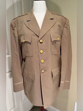 Military-Style Tan Dress Jacket